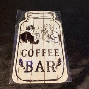 Wooden mason jar shaped sign; coffee bar. Includes twine string.